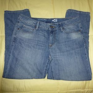 Sonoma Apri, Capri Ankle Blue Denim Cropped Jeans, 5 pocket, Size  6